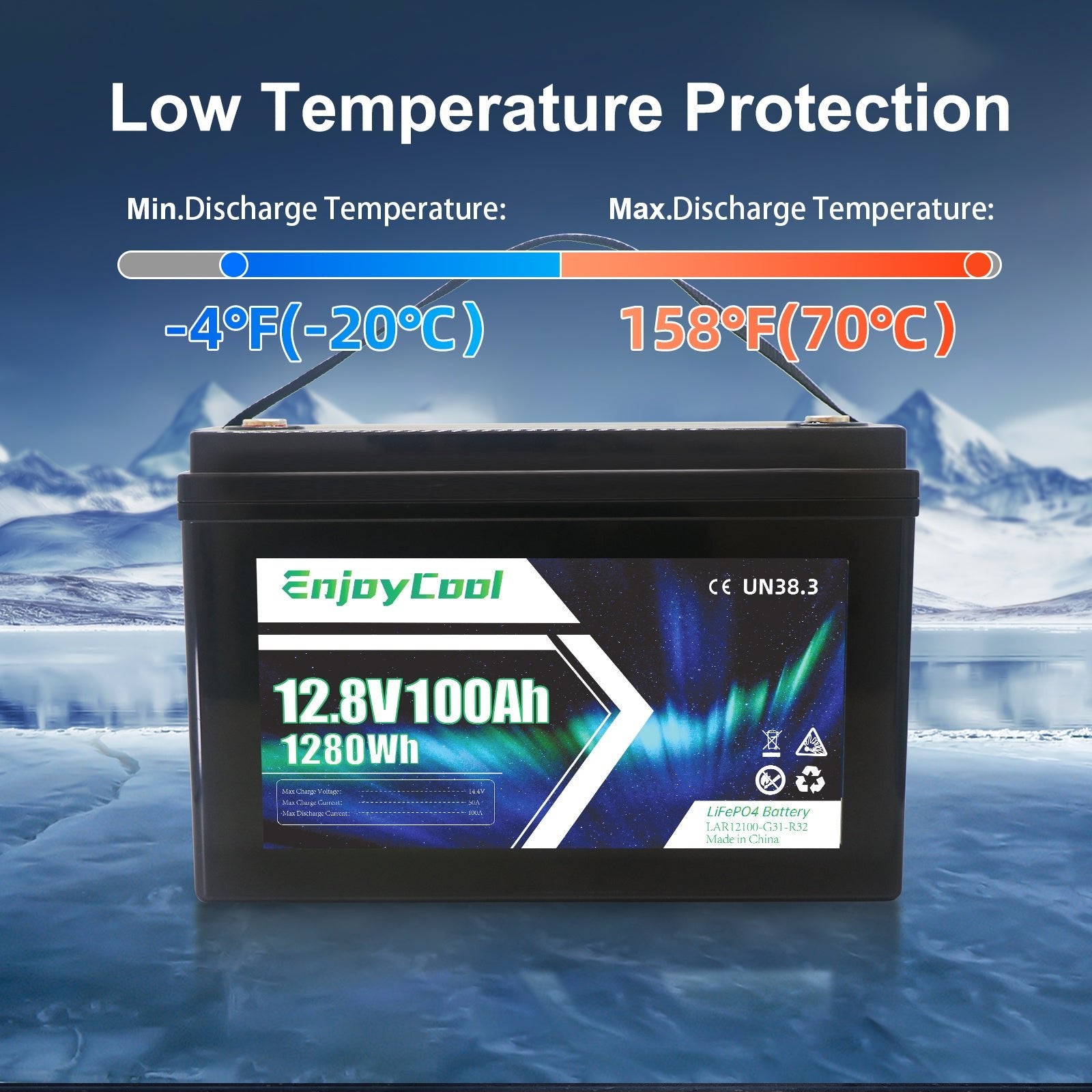 12V 100Ah LiFePO4 Battery Lifespan for RV, Solar Energy, Off Grid, Trolling Motor - EnjoyCool