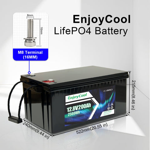 12V 200Ah LiFePO4 Batteryfor RV, Camping, Solar Energy, Marine, Trolling Motor - EnjoyCool
