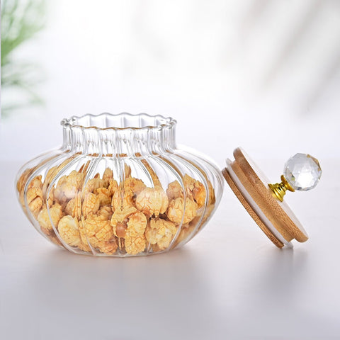 26 OZ Glass Cookie Jars with Lids Decorative Coffee Candy Canisters Halloween Pumpkin Shaped Food Storage Jar with Bamboo Lids Kitchen Jars for Nuts Spice Beans Tea Snack - EnjoyCool