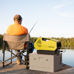 Portable Air Conditioner - Pre-owned Portable AC for Camping, 240W Low Power Consumption Portable AC for Car, Tent, RV, Truck, Outdoor (Yellow)
