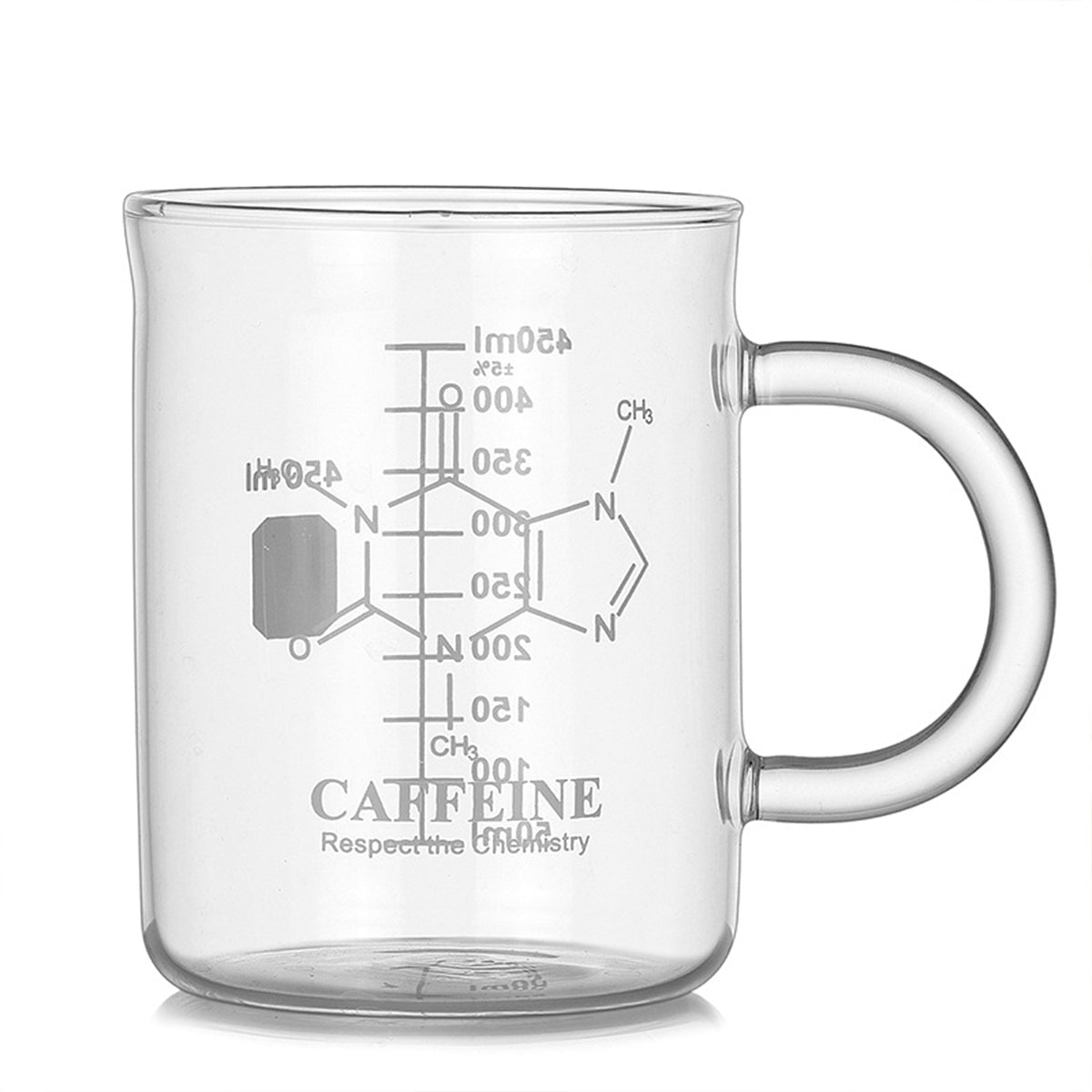 Caffeine Beaker Mug, Chemistry Coffee Mug 15.22 oz Borosilicate Glass, Measuring Graduated Beaker (450ml) - EnjoyCool