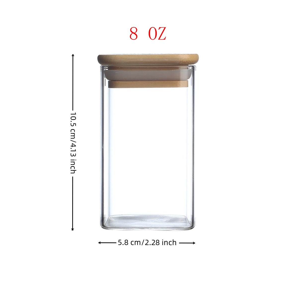 Glass Spice Jars with Bamboo Airtight Lids & Labels - 8oz Square Small Empty Food Storage Containers for Kitchen, Seasonings, Herbs, Salt - EnjoyCool