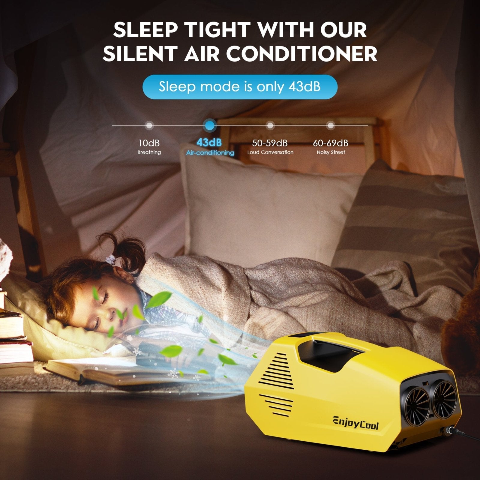 Portable Air Conditioner - Pre-owned Portable AC for Camping, 240W Low Power Consumption Portable AC for Car, Tent, RV, Truck, Outdoor (Yellow) - EnjoyCool