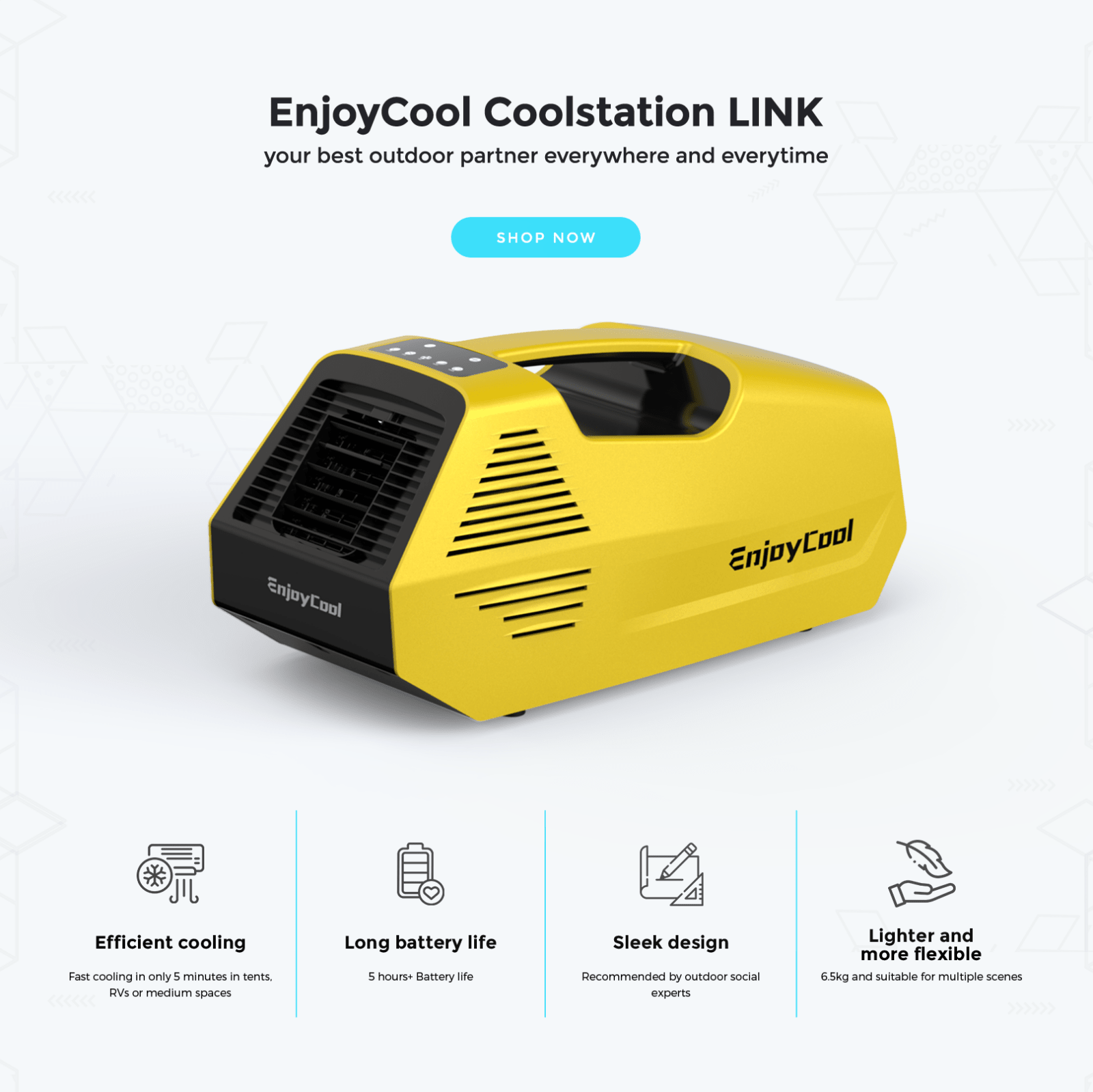 Portable Air Conditioner - Pre-owned Portable AC for Camping, 240W Low Power Consumption Portable AC for Car, Tent, RV, Truck, Outdoor (Yellow) - EnjoyCool